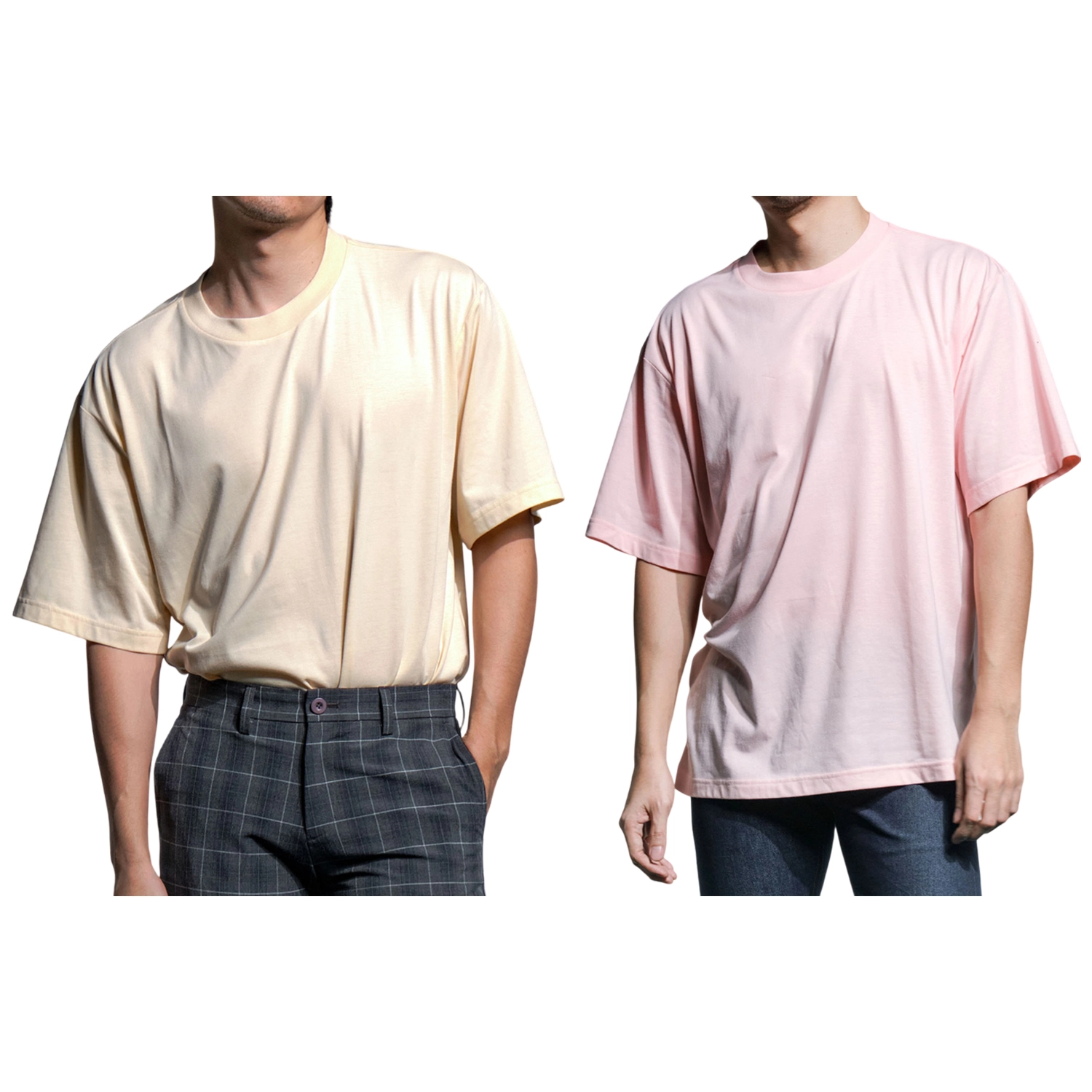 เอราวอน เซตเสื้อยืดคอกลม แขนสั้น ทรงโอเวอร์ไซซ์ 2 ตัว 2 สี (เบจ, ชมพู)