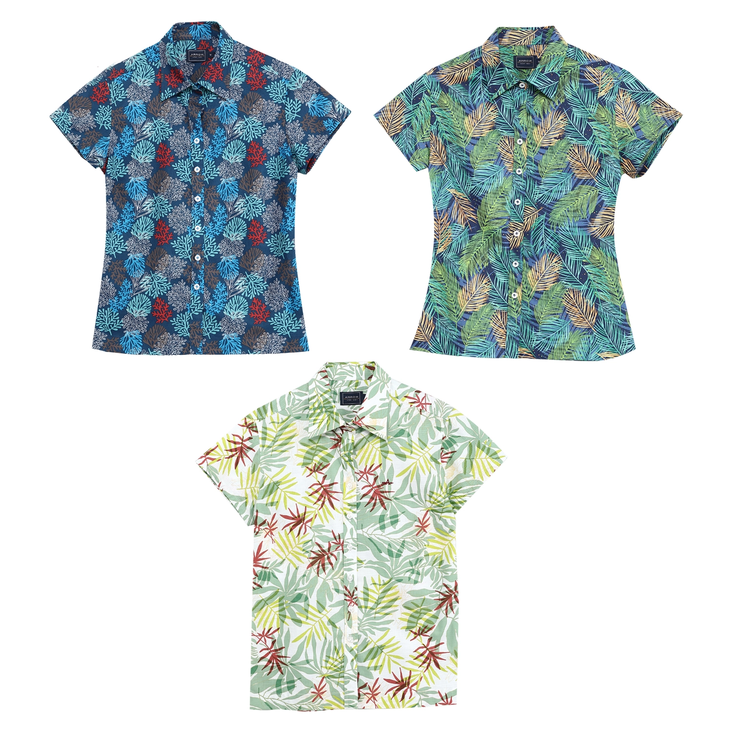 แอร์โรว์ เซตเสื้อเชิ้ต แขนสั้น 3 ตัว 3 สี (กรมท่า, เขียว, ขาว)