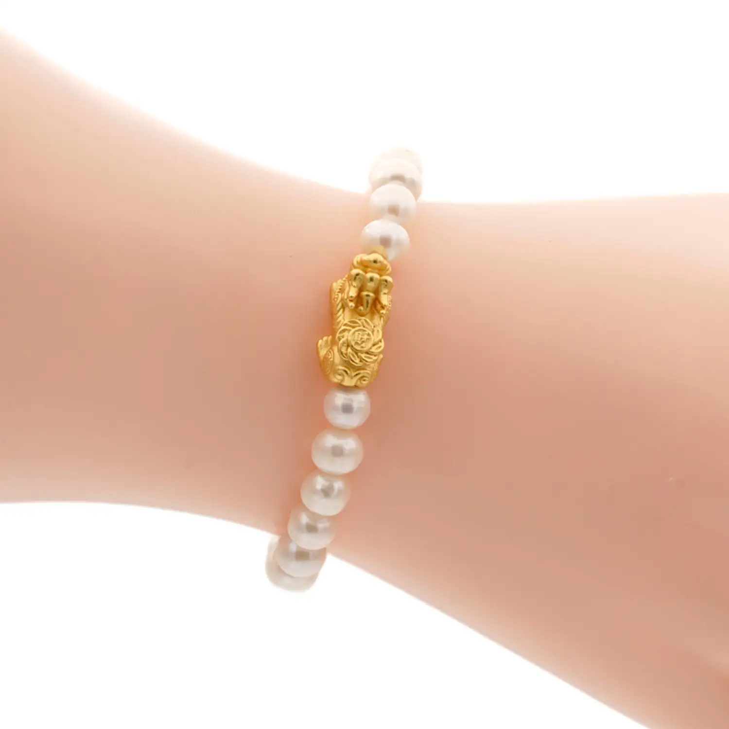 พรีม่าเพิร์ล สร้อยข้อมือเงิน925 ชุมทอง18K ประดับมุกน้ำจืด - Image 2