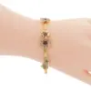 เลอค่า สร้อยข้อมือเงิน925 ชุบทอง24K ประดับทับทิม,  แอเมทิสต์, โรโดไลต์,  โทแพซสีขาว และอะเกตสีเขียว ดีไซน์รูปดอกไม้