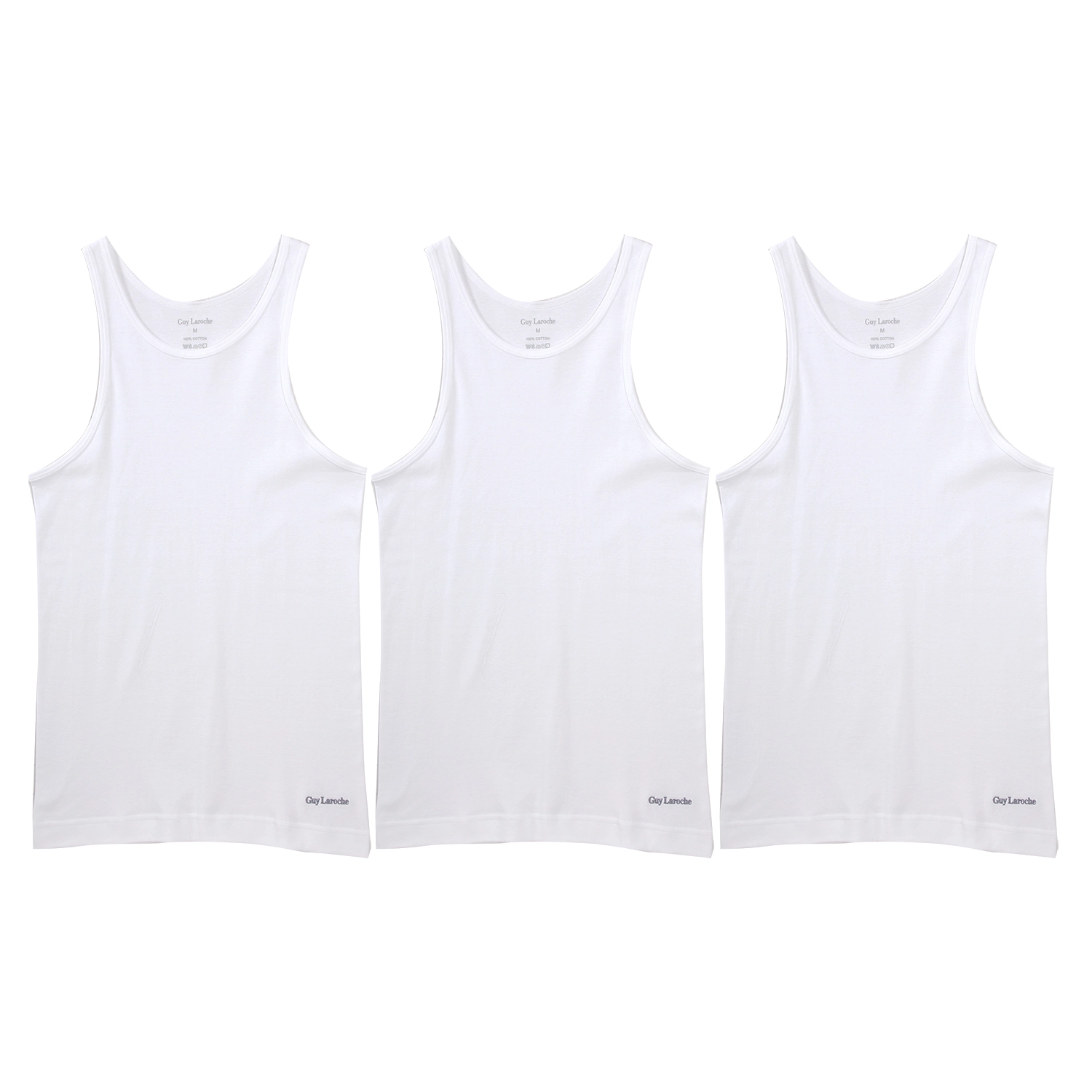 กี ลาโลช เซตเสื้อกล้าม ทรง Super Fit ผ้าคอตตอน สีขาว 3 ตัว