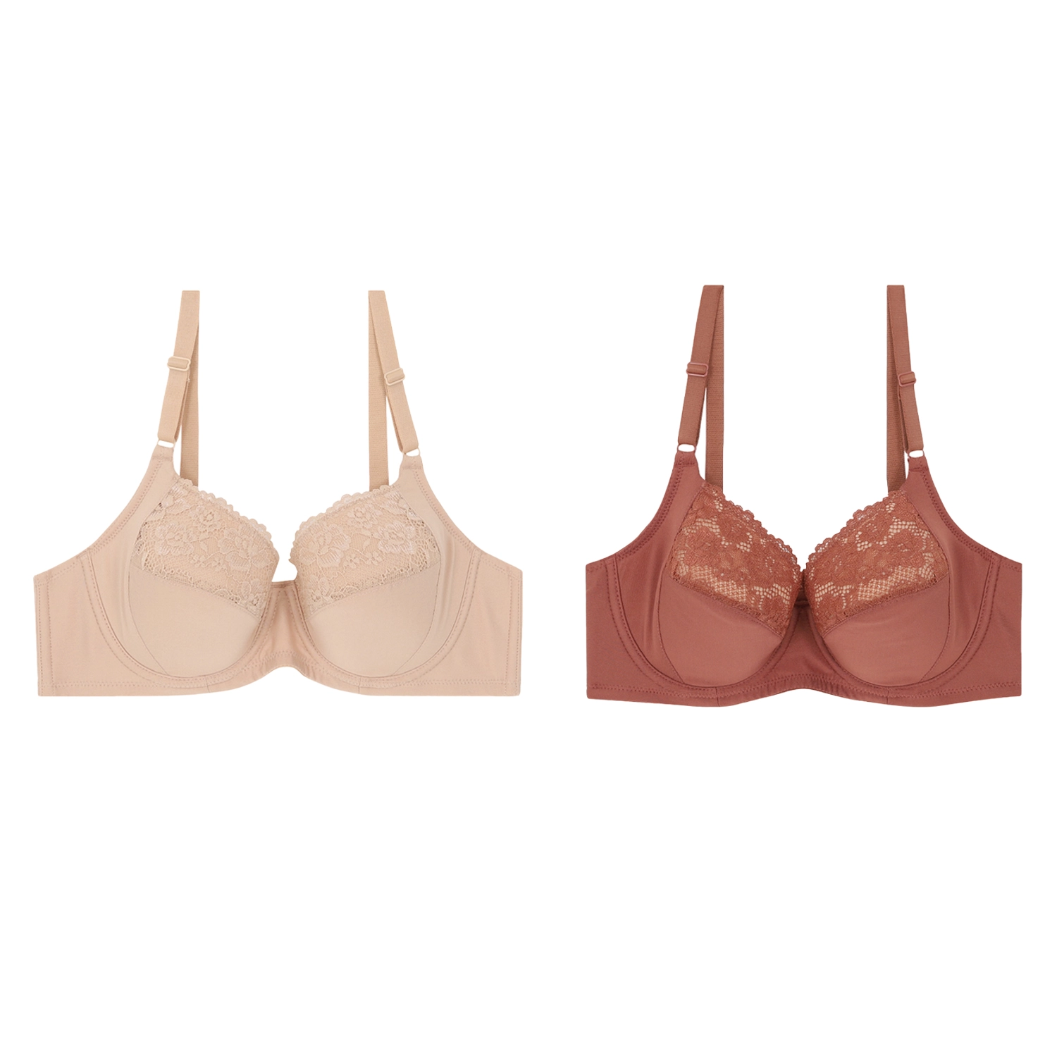 บีมี เซตเสื้อชั้นในแต่งลูกไม้ B'me Soft Lace Bra 3 ตัว 2 สี (น้ำตาล/เนื้อ)