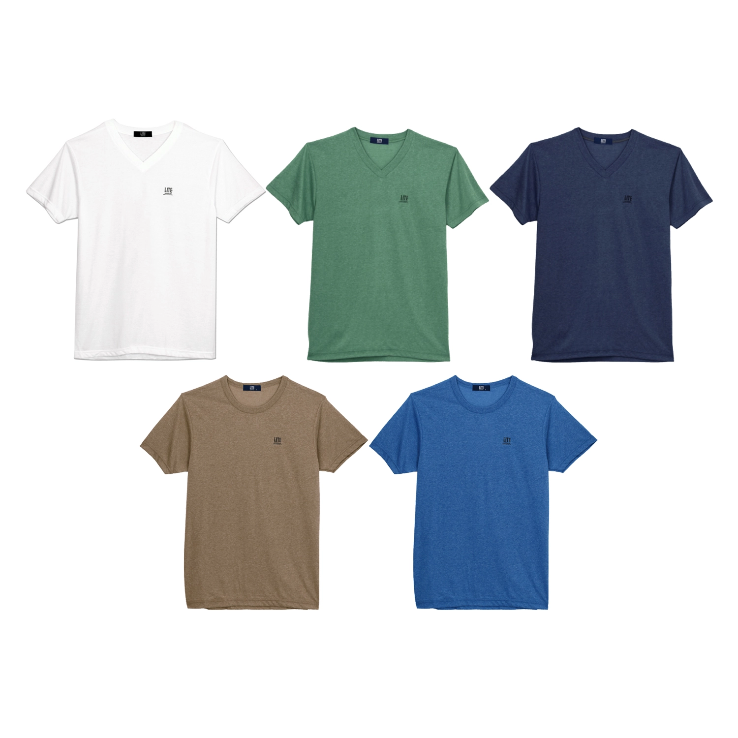 แอร์โร่ ไลต์ เซตเสื้อยืดคอวี 3 ตัว 3 สี (ขาว/เขียว/กรมท่า) และเสื้อยืดคอกลม 2 ตัว 2 สี