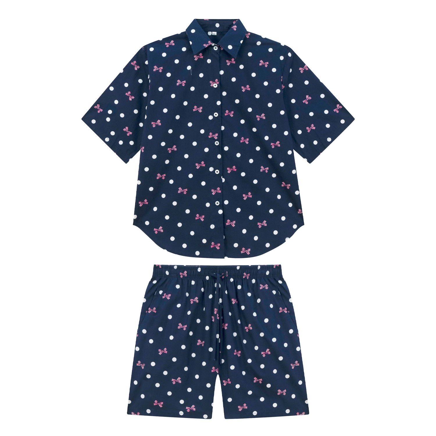 เบสิก ออเดร เซตเสื้อคอปกแขนสั้น และกางเกงขาสั้น สีกรมท่า