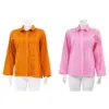 แอลลี่ เสื้อคอปก แขนยาว สีพื้น ตีเกล็ดผสม