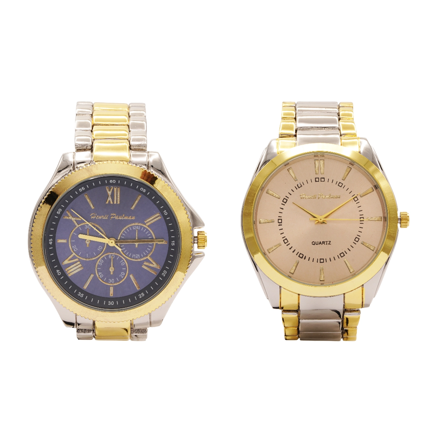 เฮนรี่ พอลแมน เซตนาฬิกาข้อมือหน้าปัดกลม สี Navy Blue และ Glowy Gold พร้อมกล่องและผ้าเช็ดนาฬิกา