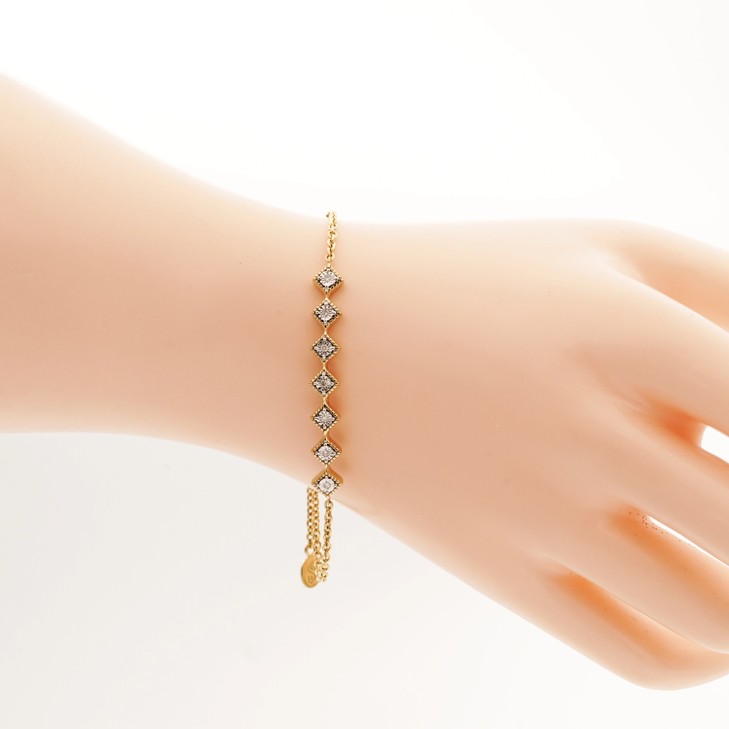 ยูนิช สร้อยข้อมือเงิน925 ชุบทอง14K ประดับเพชรสีขาว