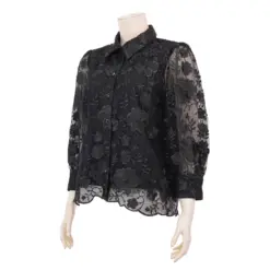 มินนะ เสื้อคอปก แขนกระบอกยาว 5 ส่วน ผ้าปักแฟนซ๊ - Image 2
