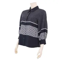 มินนะ เสื้อคอปก แขนยาวทรงกระบอก ผ้าแมตช์ซาติน - Image 2