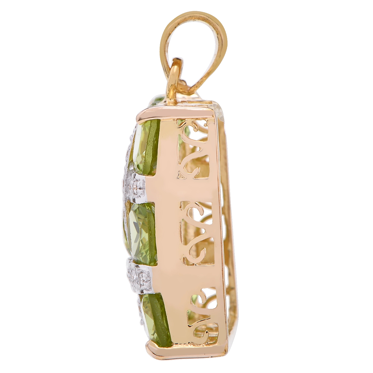จี้เงิน925 ชุบทอง14K ประดับเพริดอต และ เพชร CZ สีขาว - Image 3