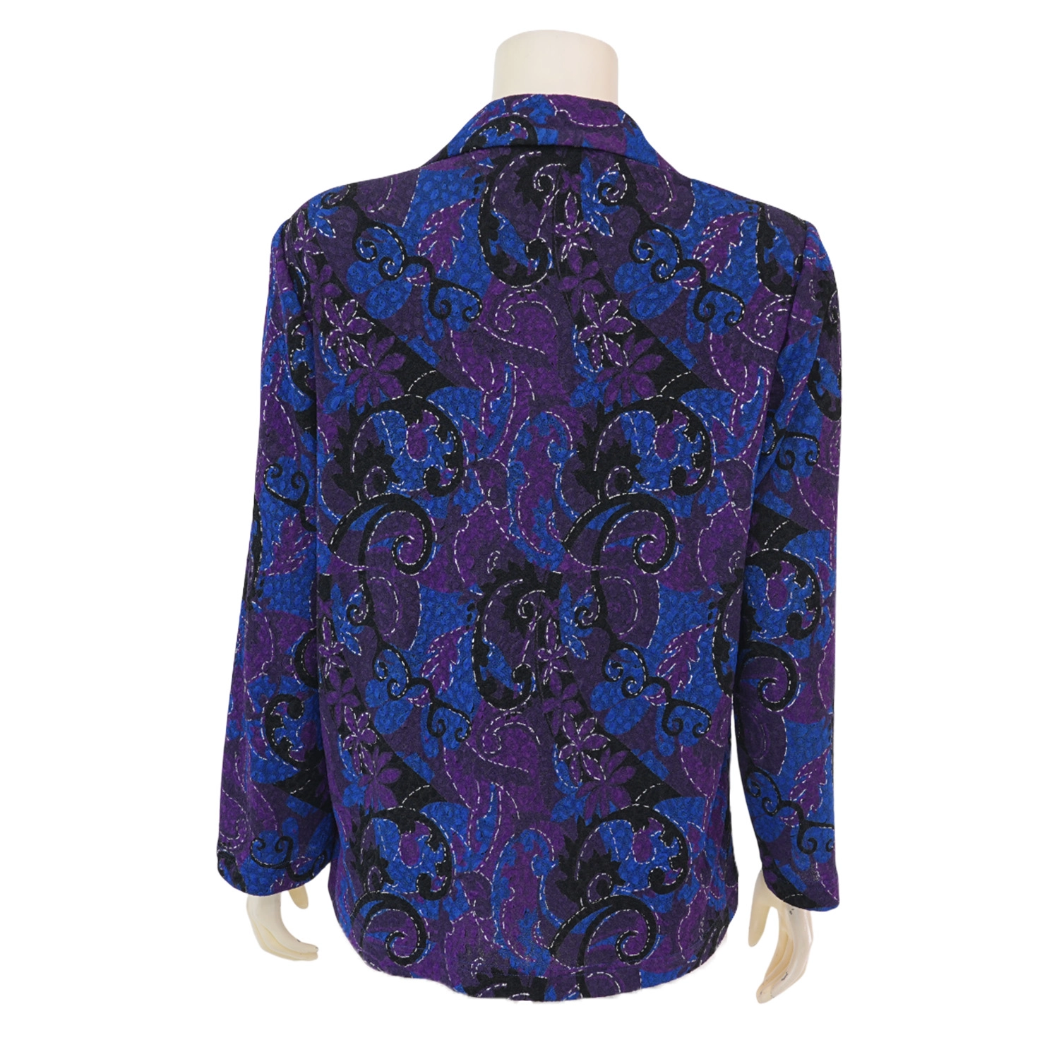 ชมพู เสื้อคอเชิ้ต แขนยาวทรงกระบอก ผ้ายืดแฟนซี ลายเพสลีย์ - Image 3