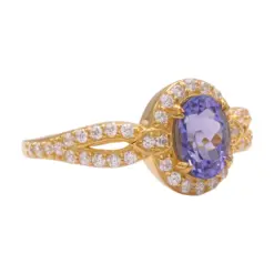กลิทซ์ จิวเวล แหวนเงิน925 ชุบทอง18K ประดับแทนซาไนต์ และเซอร์คอนสีขาว - Image 2