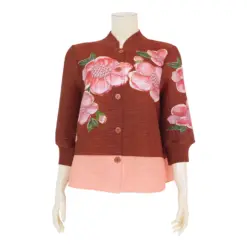 ควีนนาร์ บูติค เสื้อคอจีน แขนยาว 4 ส่วน ลายดอกกล้วยไม้ - Image 3