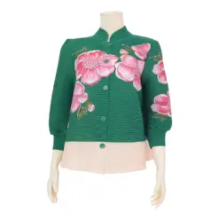 ควีนนาร์ บูติค เสื้อคอจีน แขนยาว 4 ส่วน ลายดอกกล้วยไม้ - Image 4