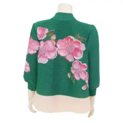 ควีนนาร์ บูติค เสื้อคอจีน แขนยาว 4 ส่วน ลายดอกกล้วยไม้ - Image 6