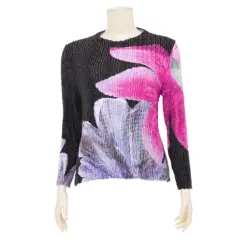 ควีนนาร์ บูติค เสื้อเบลาส์คอกลม แขนยาว ลายดอกไม้ - Image 2