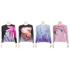 ควีนนาร์ บูติค เสื้อเบลาส์คอกลม แขนยาว ลายดอกไม้