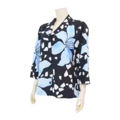อะมอเร่ เสื้อคอปก แขนกระบอกยาว 4 ส่วน ผ้าลินิน ลายดอกไม้ - Image 2