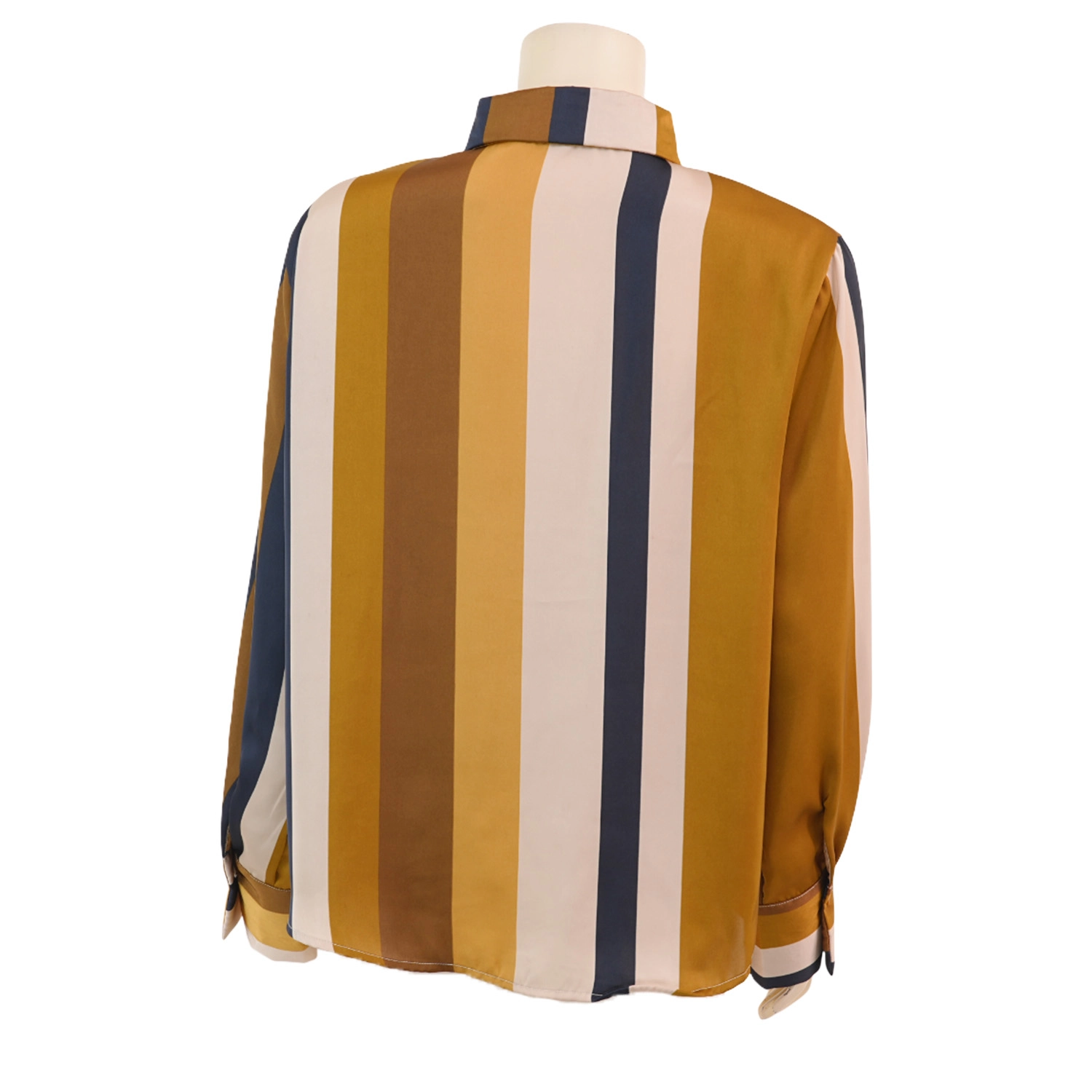 ป๊อป เทเลอร์ เสื้อคอปก แขนยาว ผ้าซาตินลายตรง - Image 3
