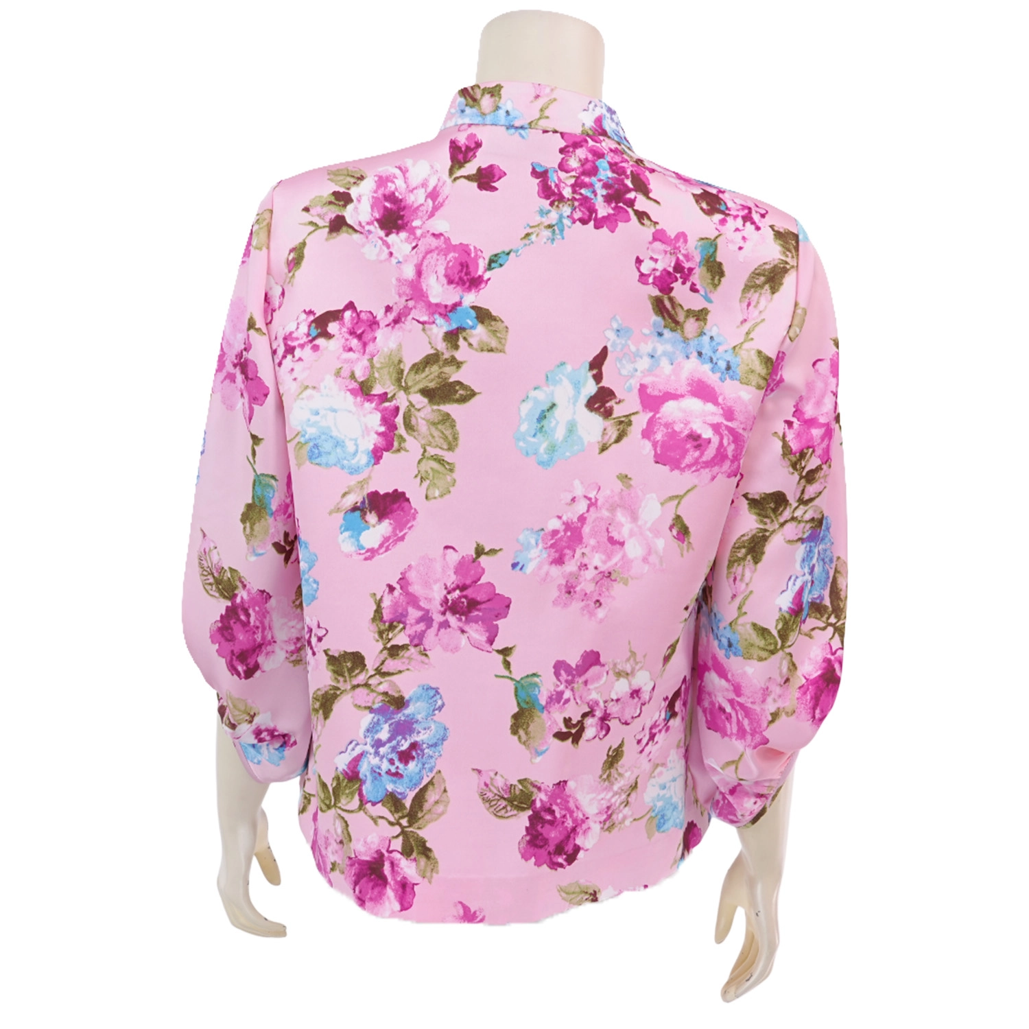 มิกิโกะ เสื้อคอตั้ง แขนบอลลูน ยาว 3 ส่วน ผ้าวินเทจ ลายดอกไม้ - Image 3