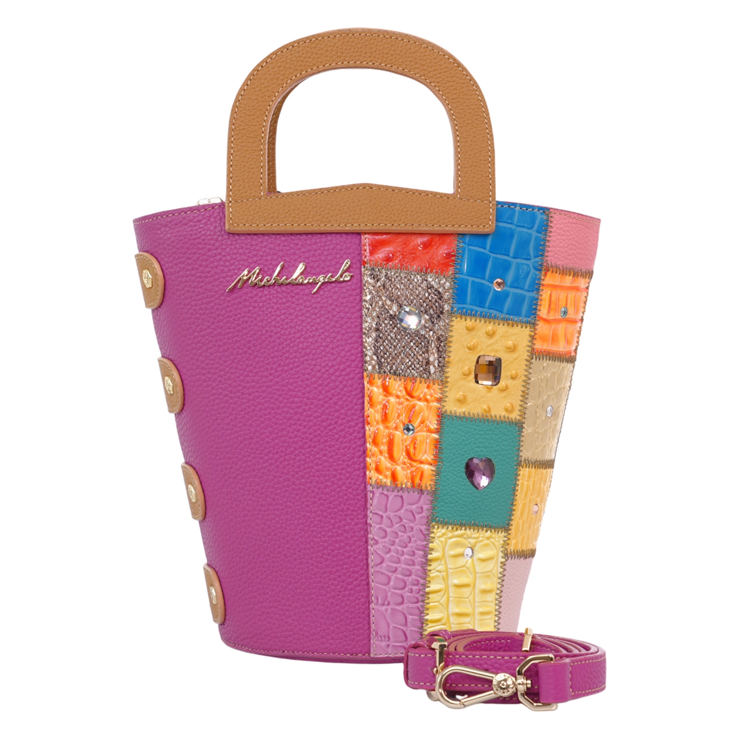 ไมเคิล แอนเจโล กระเป๋าถือหนังวัวแท้ อัดลาย ทรงบักเก็ต NOVA HANDBAG - Image 2