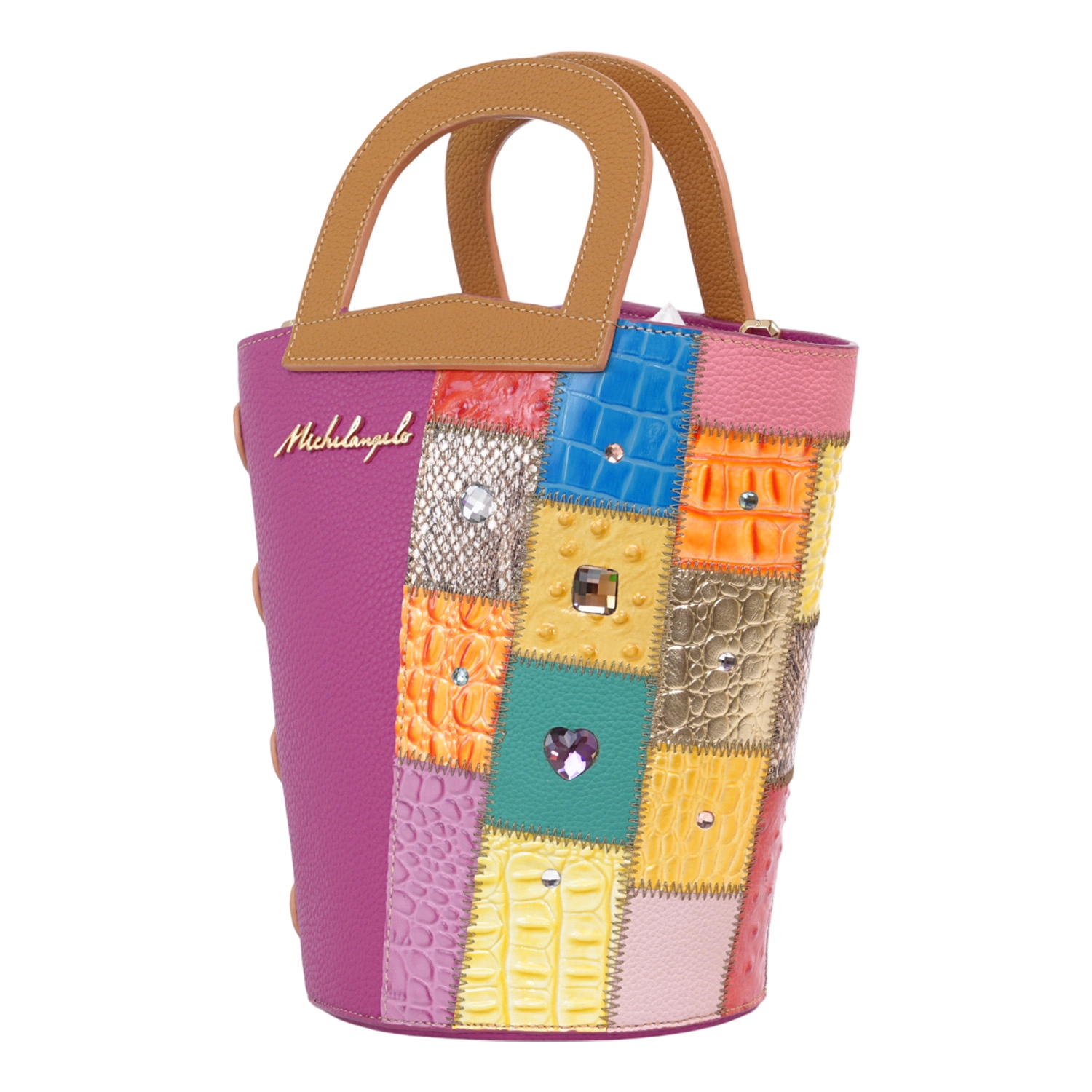 ไมเคิล แอนเจโล กระเป๋าถือหนังวัวแท้ อัดลาย ทรงบักเก็ต NOVA HANDBAG - Image 3