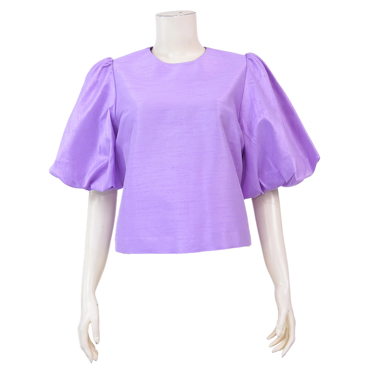 ณ นาวัง เสื้อเบลาส์คอกลม แขนสั้น ทรงบอลลูน ผ้าไหม - Image 4
