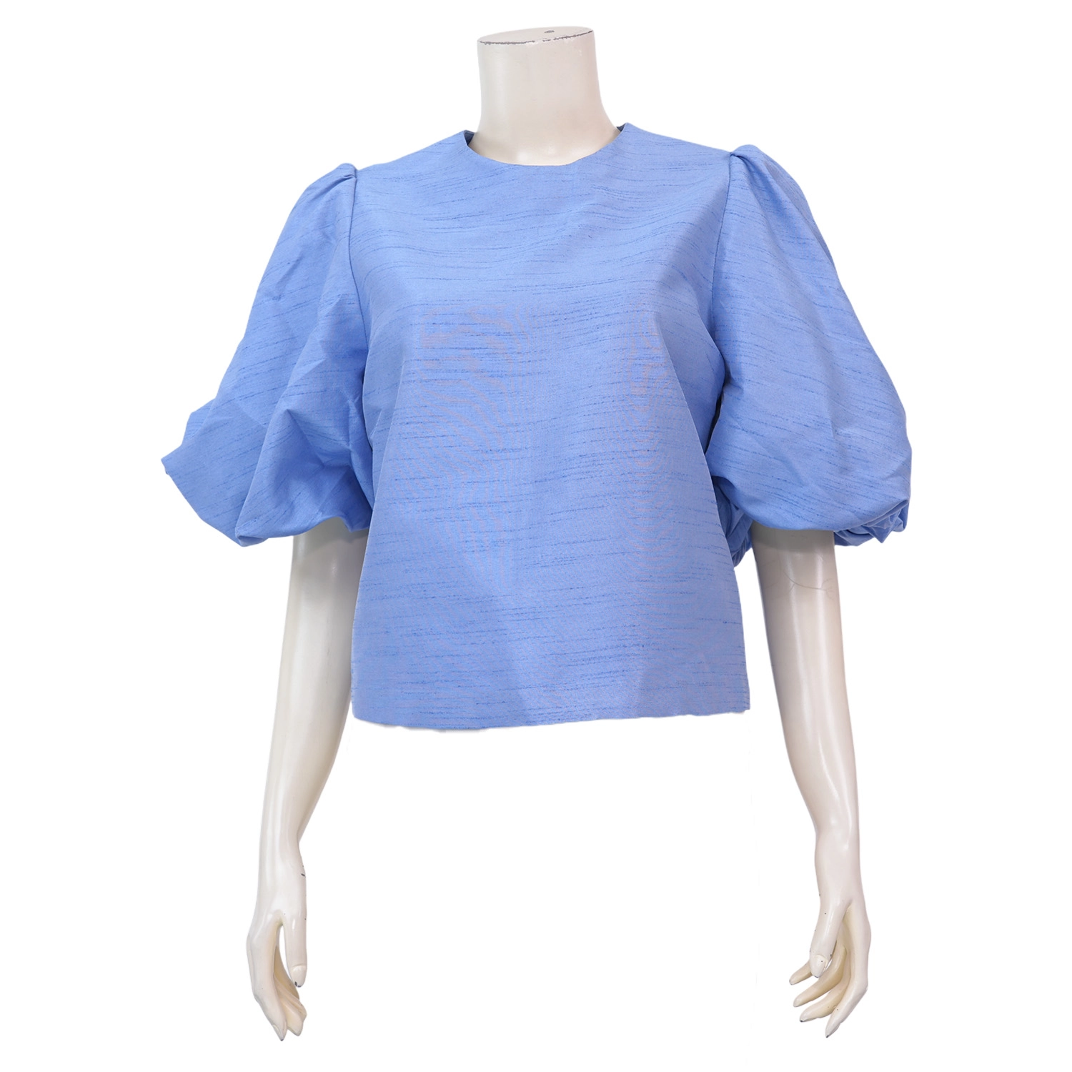 ณ นาวัง เสื้อเบลาส์คอกลม แขนสั้น ทรงบอลลูน ผ้าไหม - Image 5