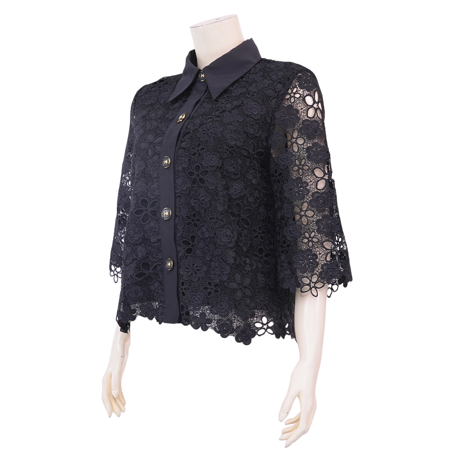 มินนะ เสื้อคอปก แขนยาว 3 ส่วน ผ้าลูกไม้แฟนซี - Image 2
