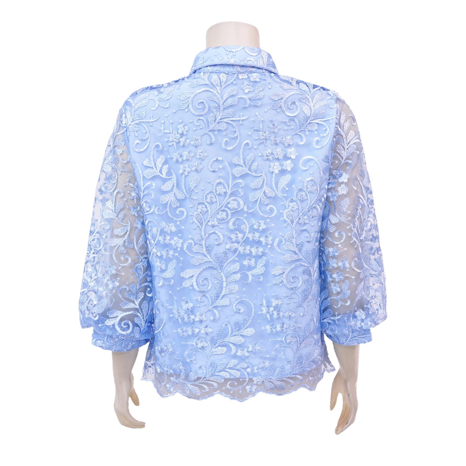 มินนะ เสื้อคอปก แขนพองยาว 5 ส่วน ผ้าลูกไม้ ลายปักแฟนซี - Image 3