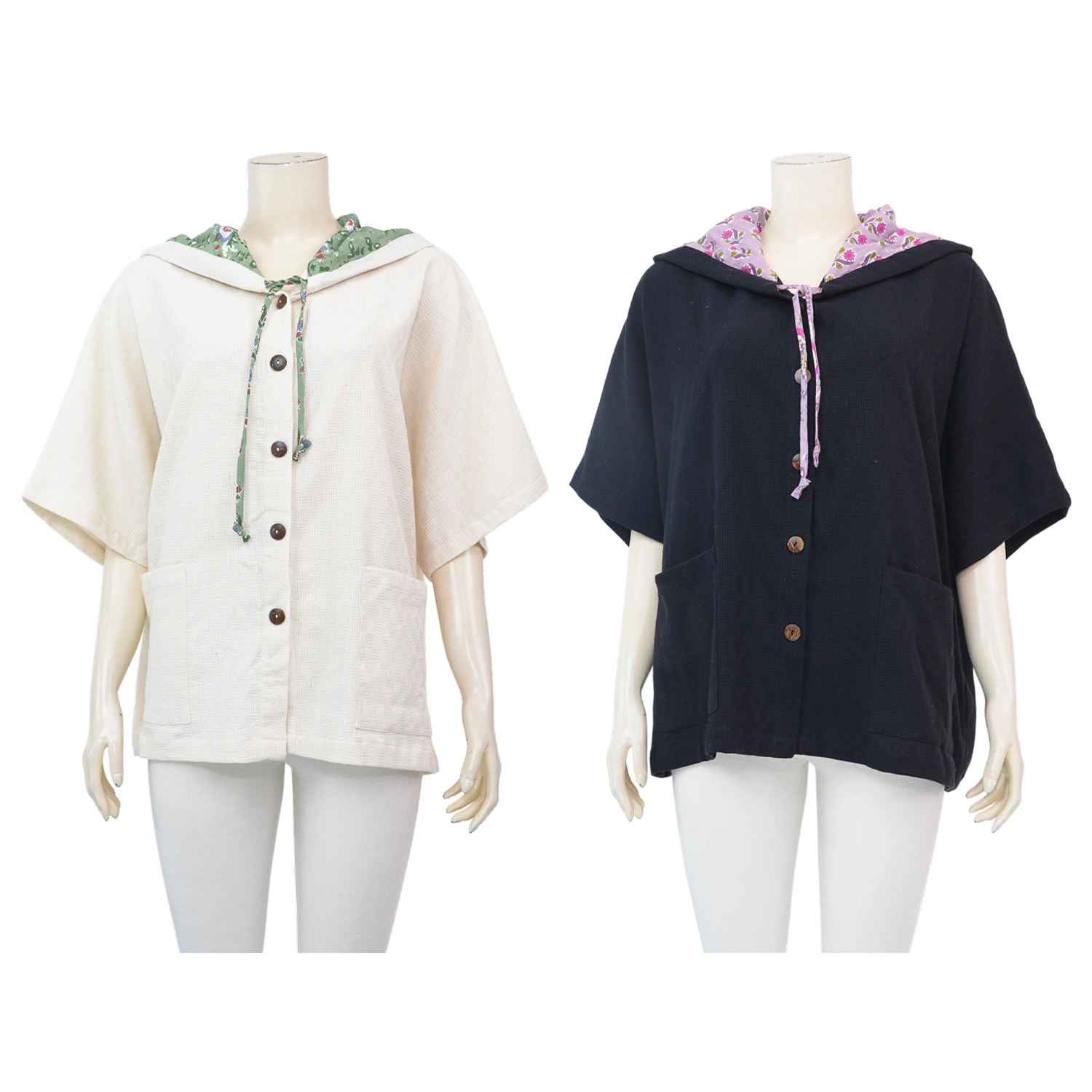 สยาม เทคซไทล เสื้อคลุม แขนสั้น สไตล์เสื้อฮู้ด