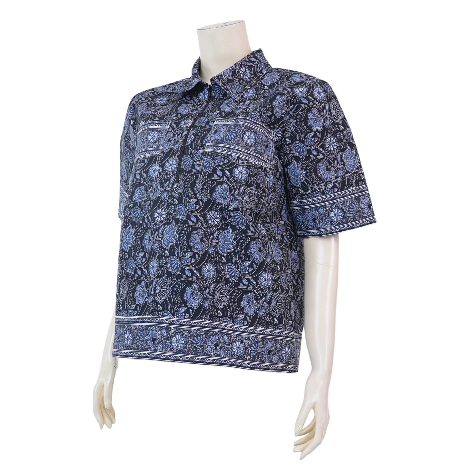 เซ้าท์ แฟบริค เสื้อคอปกซิปโปโล ผ้าปาเต๊ะลายเพสลีย์ - Image 2