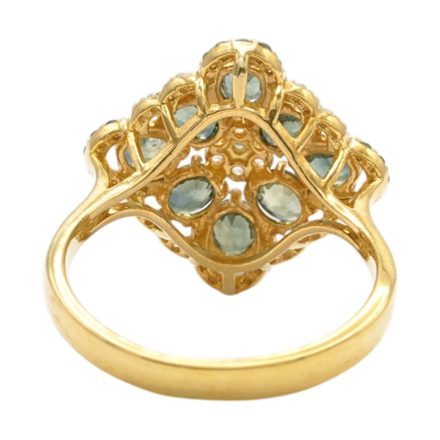ศอศารา เจมส์ แหวนเงิน925 ชุบทอง18K ประดับเขียวส่อง และเซอร์คอนสีขาว - Image 4