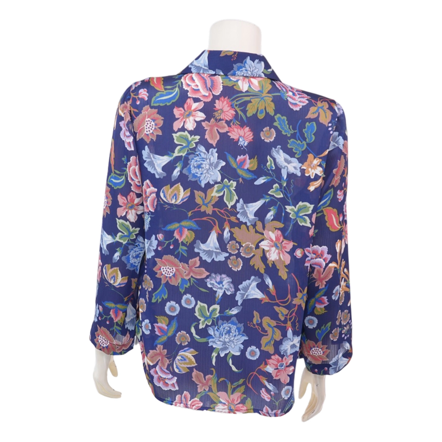 อิน'โมด เสื้อคอปก แขนยาวทรงกระบอก ผ้าชีฟองอังโกร่า ลายดอกไม้ - Image 3