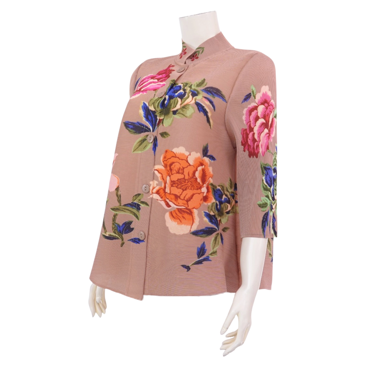 ควีนนาร์ บูติค เสื้อคอจีน แขนยาว 4 ส่วน ลายดอกไม้ - Image 4