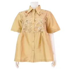 เธอ เธอ เสื้อคอปก แขนสั้น ประดับลูกไม้ - Image 3