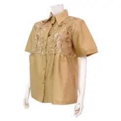 เธอ เธอ เสื้อคอปก แขนสั้น ประดับลูกไม้ - Image 4