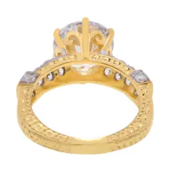 แหวนเงิน925 ชุบทอง18K ประดับเพชร CZ ทรงกลม - Image 4