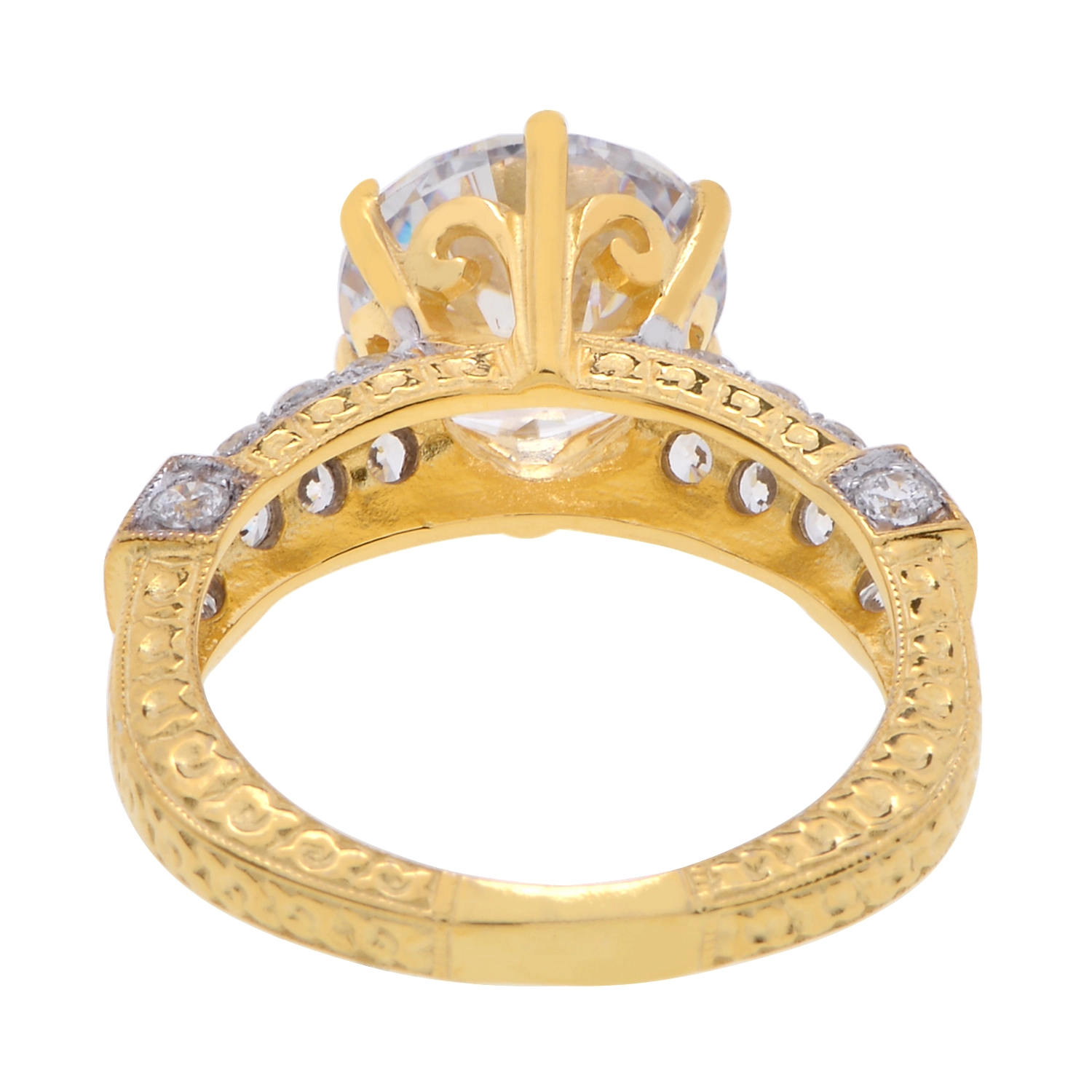แหวนเงิน925 ชุบทอง18K ประดับเพชร CZ ทรงกลม - Image 4
