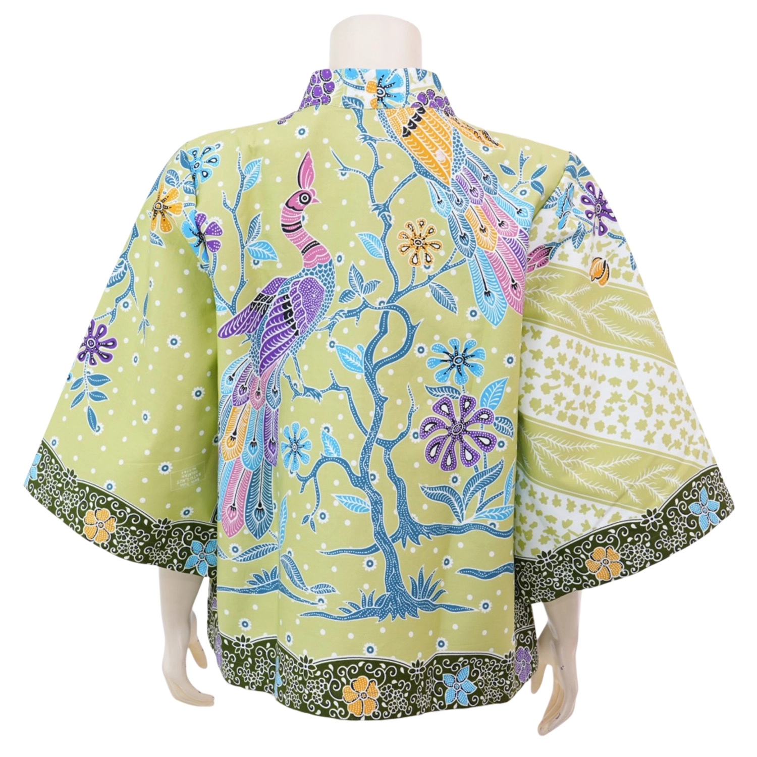 เซ้าท์ แฟบริค เสื้อคอปีน แขนบาน ผ่าหน้าติดกระดุม ผ้าปาเต๊ะ ลายนกยูง - Image 3