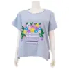 อินทนิล เชียงใหม่ เสื้อผ้าฝ้ายปักกระถาง  งานปักมือ สีฟ้า