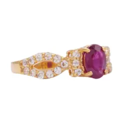 ลักซ์ จิวเวลรี่ แหวนเงิน925 ชุบทอง18K ประดับทับทิมและโทแพซสีขาว - Image 2