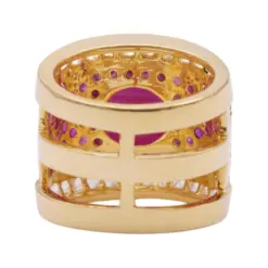 ลักซ์ จิวเวลรี่ แหวนเงิน925 ชุบทอง18K ประดับทับทิมและโทแพซสีขาว - Image 4