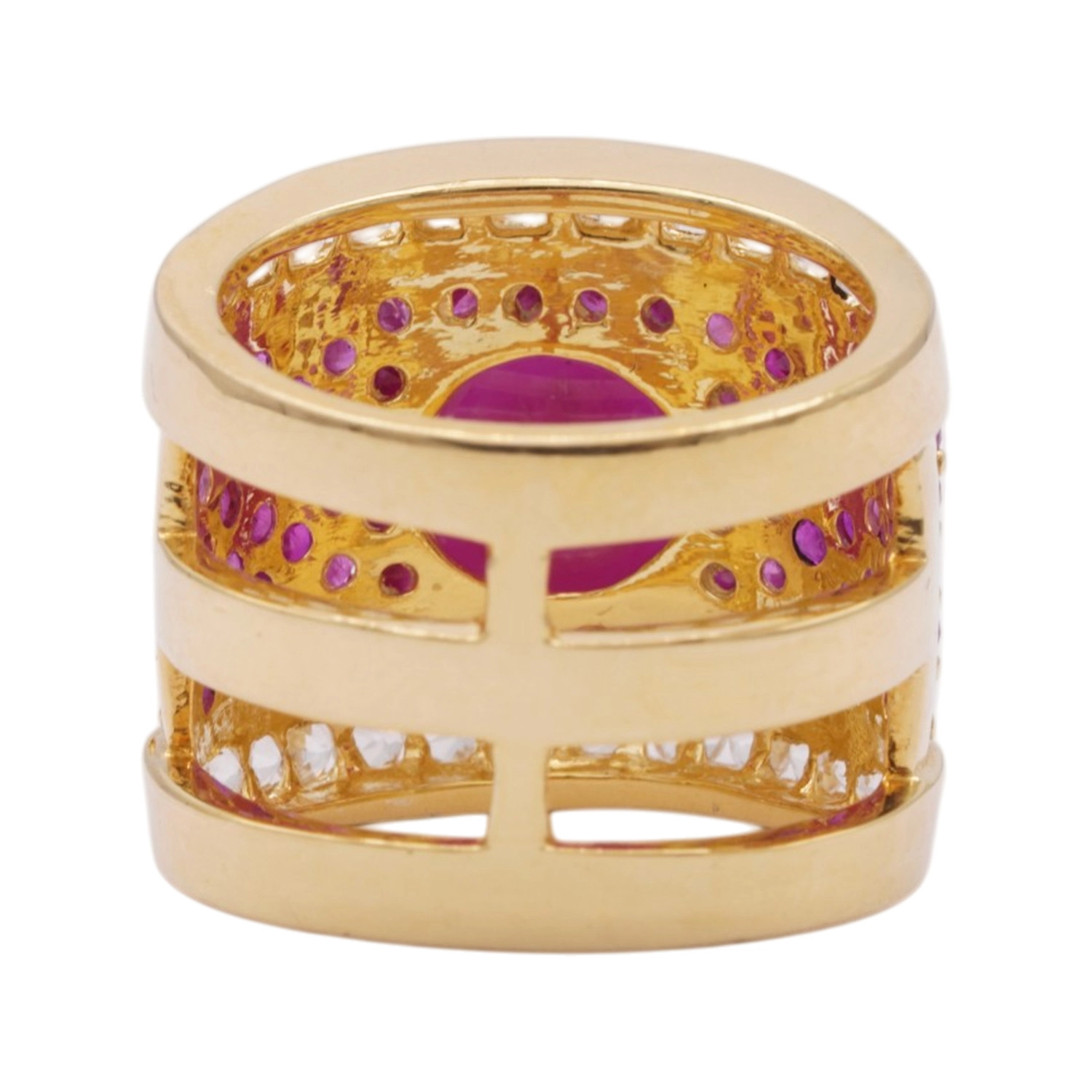 ลักซ์ จิวเวลรี่ แหวนเงิน925 ชุบทอง18K ประดับทับทิมและโทแพซสีขาว - Image 4