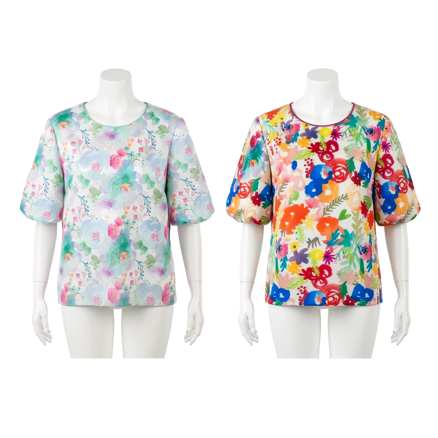 เบคกี้ รัสเซล เสื้อเบลาส์คอกลม แขนสั้นทรงแขนพอง พิมพ์ลายดอกไม้