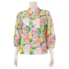 มินนะ เสื้อคอจีน แขนพองยาว 5 ส่วน พิมพ์ลายดอกไม้