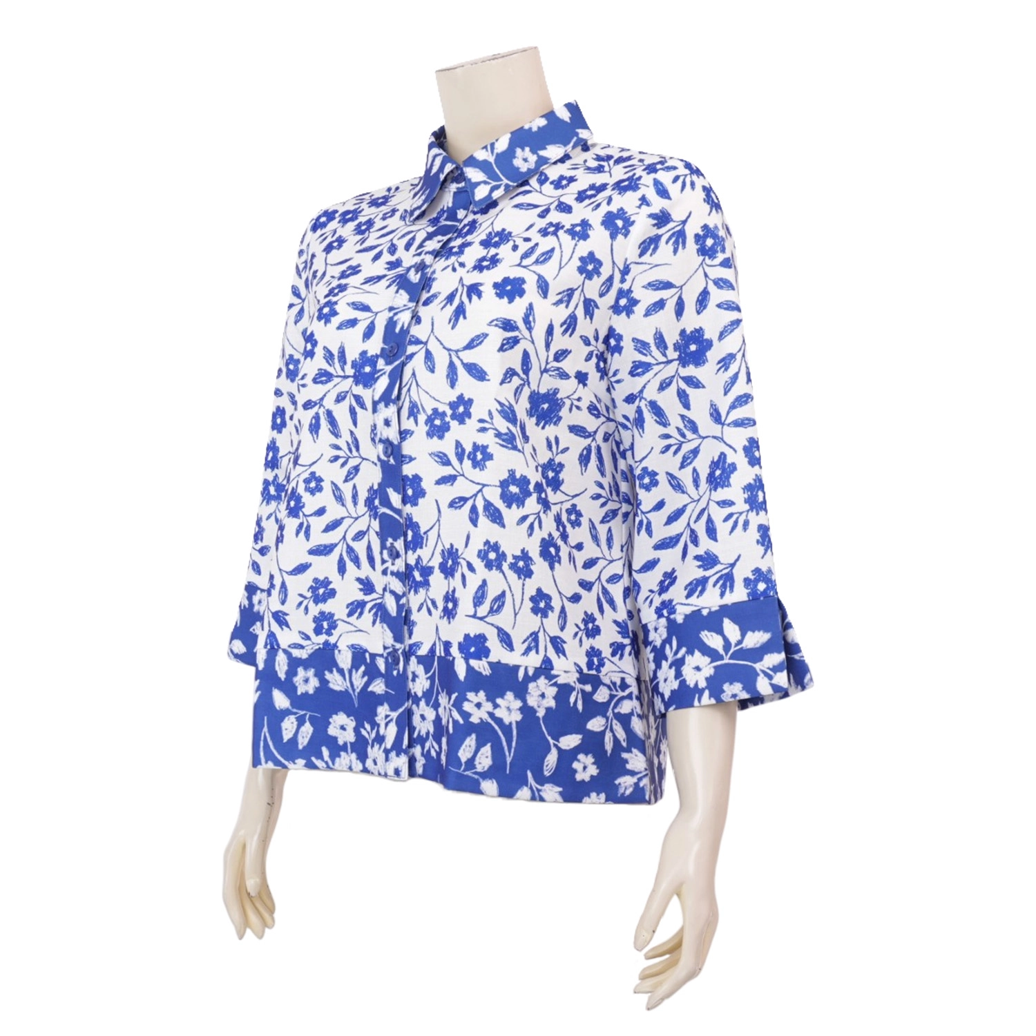 มินนะ เสื้อคอปก แขนกระบอกยาว 4 ส่วน พิมพ์ลายดอกไม้ - Image 2