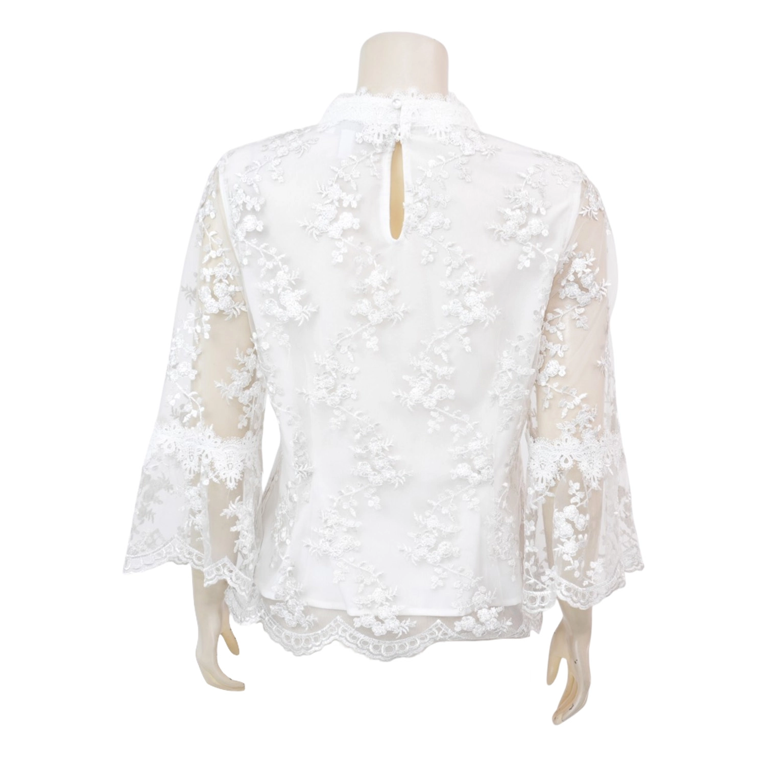 มินนะ เสื้อคอตั้ง แขนยาว 5 ส่วน ผ้าลูกไม้ลายเชิง - Image 3