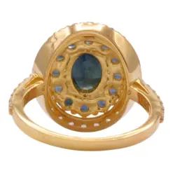 กลิทซ์ จิวเวล แหวนเงิน925 ชุบทอง18K ประดับไพลินและเซอร์คอนสีขาว - Image 4