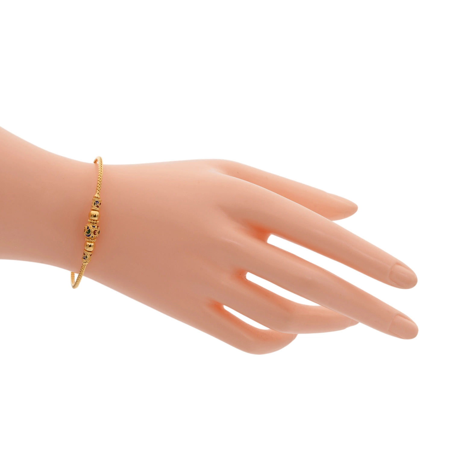 มณีเงิน สุโขทัย สร้อยข้อมือถักเงิน สี่เสา ร้อยเม็ดประคำ เงิน 99.9% ชุบทอง - Image 2